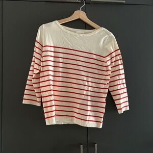 Cream & Red Striped Women's Sweater